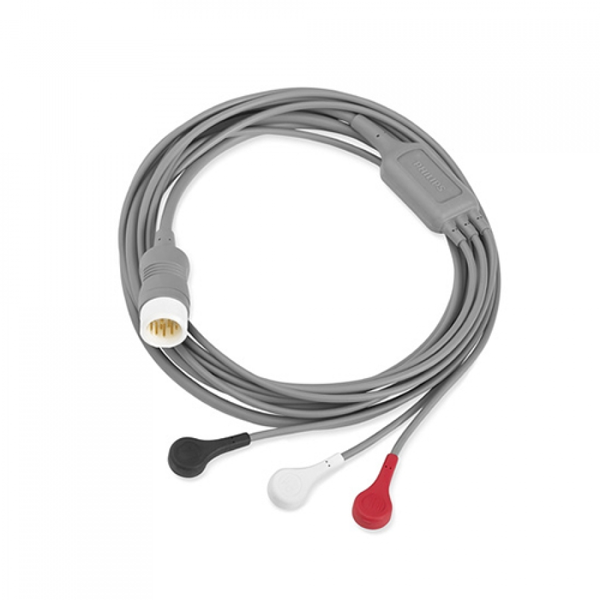 КОМБИНИРОВАННЫЙ КАБЕЛЬ ЭКГ НА 3 ОТВЕДЕНИЯ С КНОПКАМИ ДЛЯ ДЕФИБРИЛЛЯТОРА PHILIPS EFFICIA DFM100 image