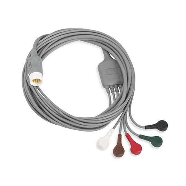 КОМБИНИРОВАННЫЙ КАБЕЛЬ ЭКГ НА 5 ОТВЕДЕНИЙ С КНОПКАМИ ДЛЯ ДЕФИБРИЛЛЯТОРА PHILIPS EFFICIA DFM100 image