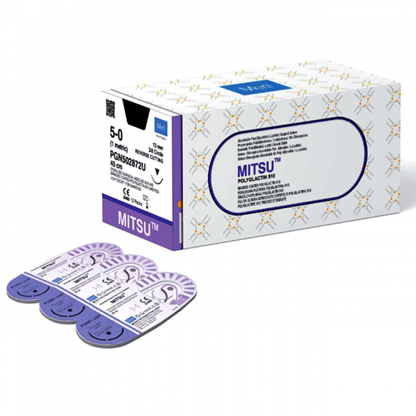 НИТЬ ХИРУРГИЧЕСКАЯ ПЛЕТЕНАЯ РАССАСЫВАЮЩАЯСЯ MITSU FST (ПОЛИГЛАКТИН 910) image
