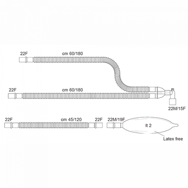 ДЫХАТЕЛЬНЫЕ КОНТУРЫ ВЗРОСЛЫЕ АНЕСТЕЗИОЛОГИЧЕСКИЕ РАСТЯЖИМЫЕ С ПРИНАДЛЕЖНОСТЯМИ image