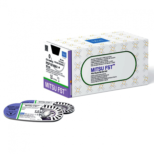 НИТЬ ХИРУРГИЧЕСКАЯ ПЛЕТЕНАЯ БЫСТРОРАССАСЫВАЮЩАЯСЯ MITSU (ПОЛИГЛАКТИН 910) image