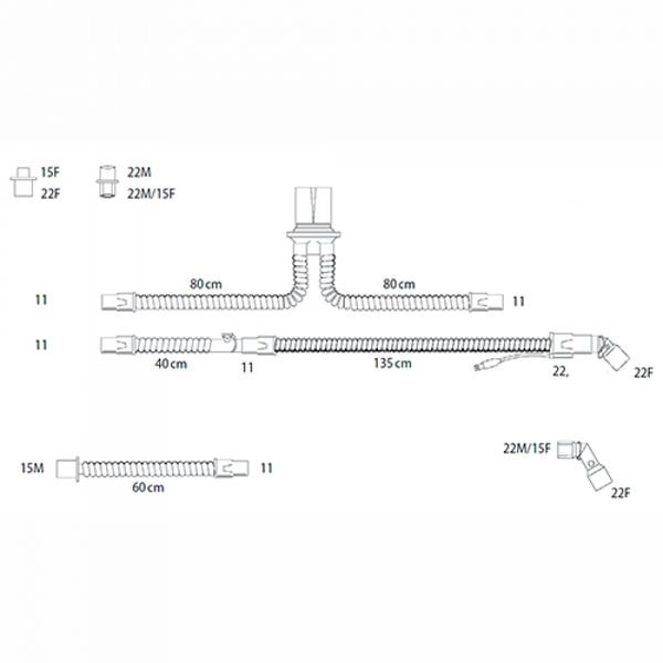 ДЫХАТЕЛЬНЫЕ КОНТУРЫ НЕОНАТАЛЬНЫЕ ДЛЯ ИВЛ С ПОДОГРЕВОМ ЛИНИИ ВДОХА image
