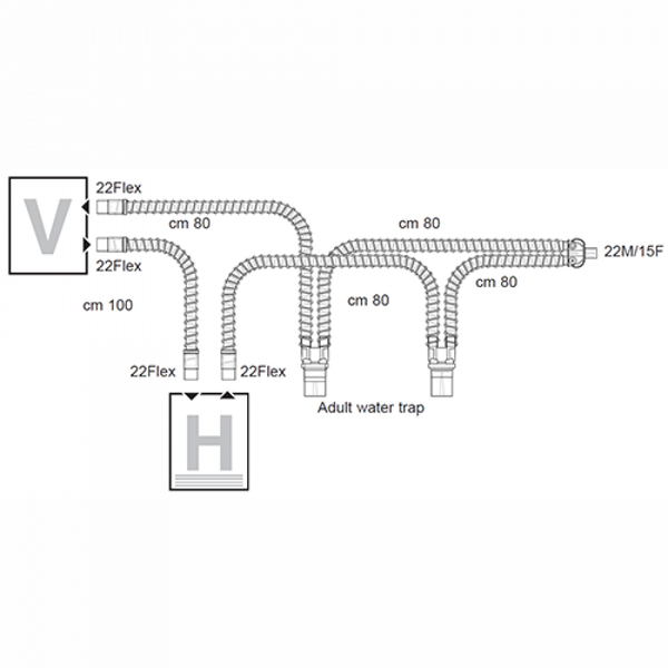 ДЫХАТЕЛЬНЫЕ КОНТУРЫ ПВХ ВЗРОСЛЫЕ ДЛЯ ИВЛ С ДВУМЯ ВЛАГОСБОРНИКАМИ image