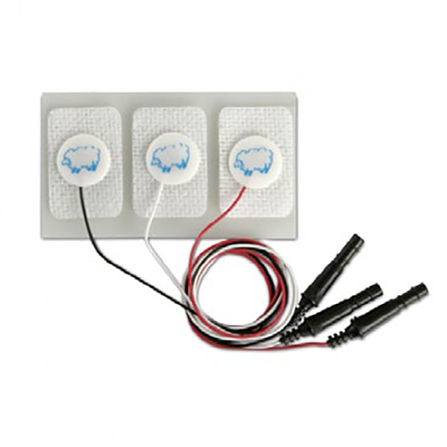 Изображение ЭКГ ЭЛЕКТРОДЫ НЕОНАТАЛЬНЫЕ НА НЕТКАНОЙ ОСНОВЕ С ТВЕРДЫМ ГЕЛЕМ ЦВЕТНЫЕ ПРОВОДА 33Х22 ММ