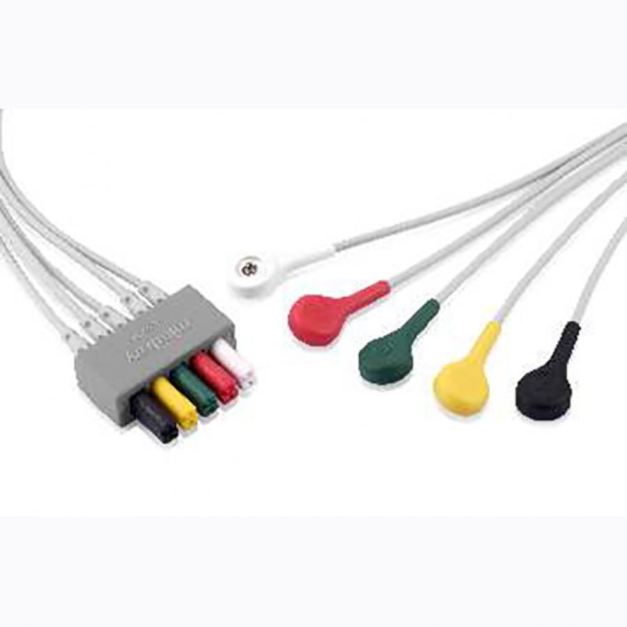 Изображение КАБЕЛЬ НА 5 ОТВЕДЕНИЙ ВЗРОСЛЫЙ/ПЕДИАТРИЧЕСКИЙ (КНОПКА)