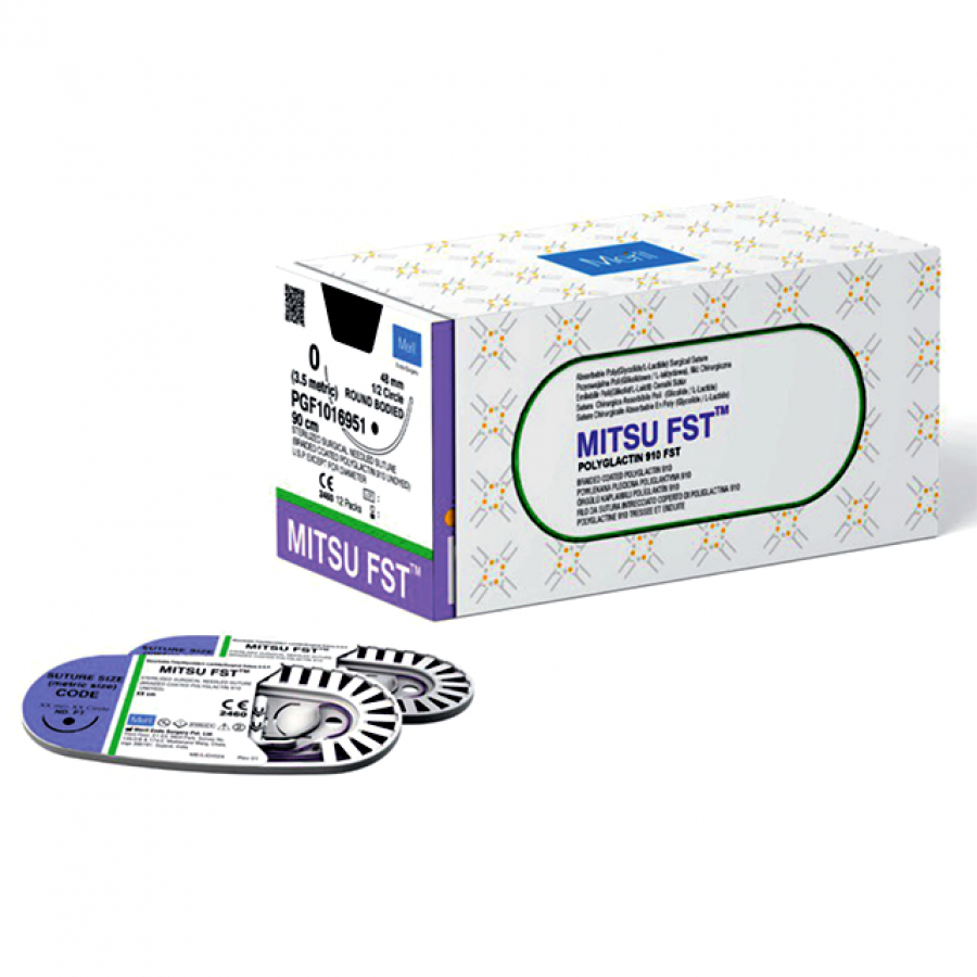 Изображение НИТЬ ХИРУРГИЧЕСКАЯ ПЛЕТЕНАЯ БЫСТРОРАССАСЫВАЮЩАЯСЯ MITSU FST (ПОЛИГЛАКТИН 910)