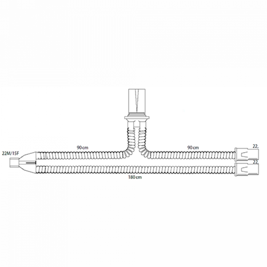 Изображение ДЫХАТЕЛЬНЫЕ КОНТУРЫ ПВХ ВЗРОСЛЫЕ ДЛЯ ИВЛ С ВЛАГОСБОРНИКОМ НА ВЫДОХЕ