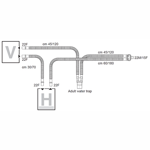 Изображение ДЫХАТЕЛЬНЫЕ КОНТУРЫ РАСТЯЖИМЫЕ ВЗРОСЛЫЕ ДЛЯ ИВЛ С ВЛАГОСБОРНИКОМ НА ВЫДОХЕ