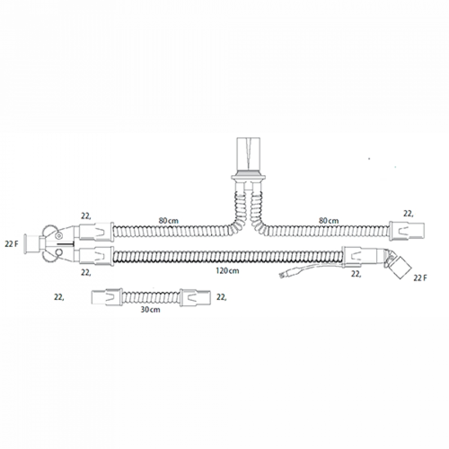 Изображение ДЫХАТЕЛЬНЫЕ КОНТУРЫ ПВХ ВЗРОСЛЫЕ ДЛЯ ИВЛ С ПОДОГРЕВОМ ЛИНИИ ВДОХА ДЛЯ FP850