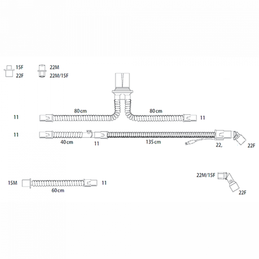 Изображение ДЫХАТЕЛЬНЫЕ КОНТУРЫ НЕОНАТАЛЬНЫЕ ДЛЯ ИВЛ С ПОДОГРЕВОМ ЛИНИИ ВДОХА