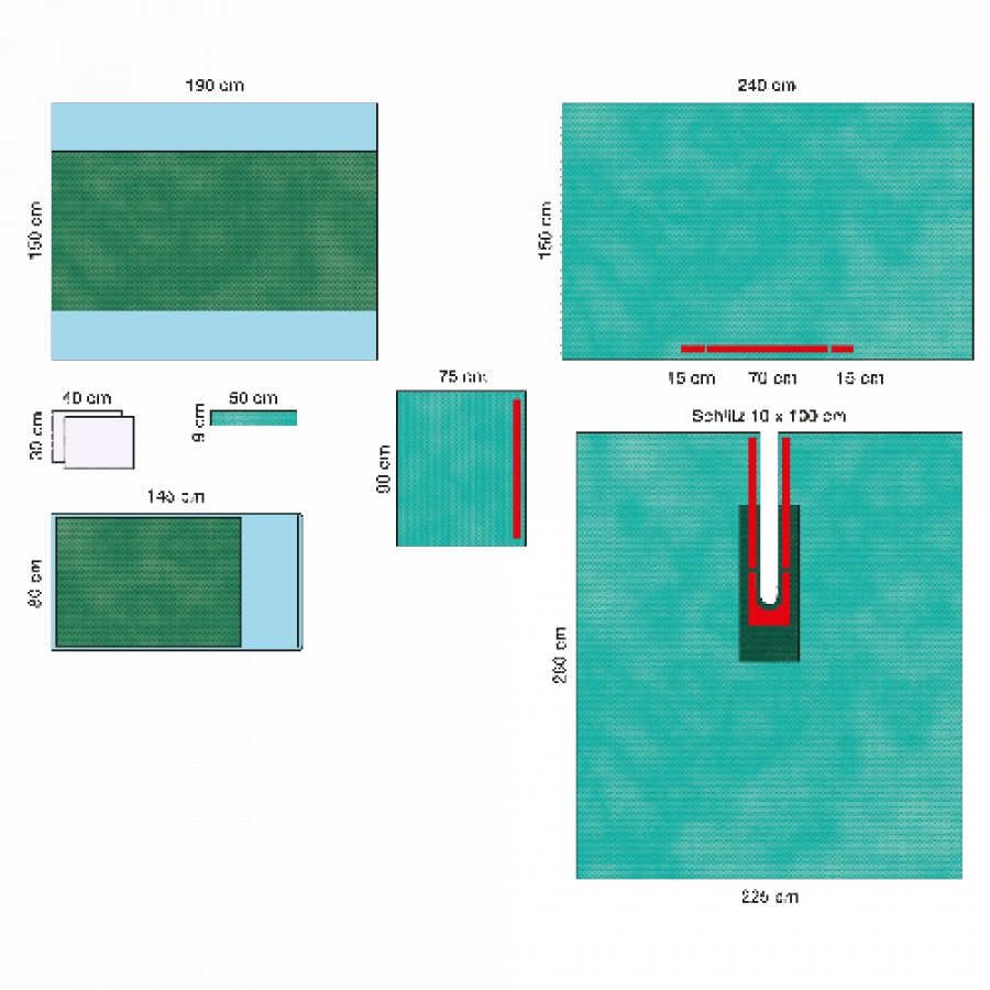Изображение УНИВЕРСАЛЬНЫЙ КОМПЛЕКТ ОПЕРАЦИОННОГО БЕЛЬЯ С ПРОСТЫНЕЙ С ВЫРЕЗОМ