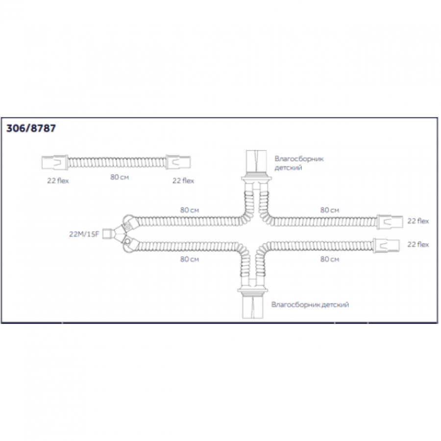 ДЫХАТЕЛЬНЫЕ КОНТУРЫ ПВХ ПЕДИАТРИЧЕСКИЕ ДЛЯ ИВЛ С ВЛАГОСБОРНИКАМИ