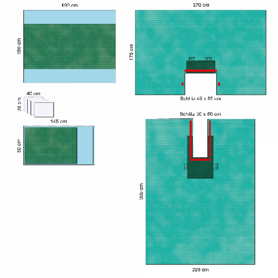 УНИВЕРСАЛЬНЫЙ КОМПЛЕКТ ОПЕРАЦИОННОГО БЕЛЬЯ С ПРОСТЫНЕЙ С ВЫРЕЗОМ 3